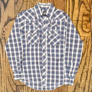 Vintage Plaid Pearl Snapped Rockabilly Long Sleeve Western Shirt